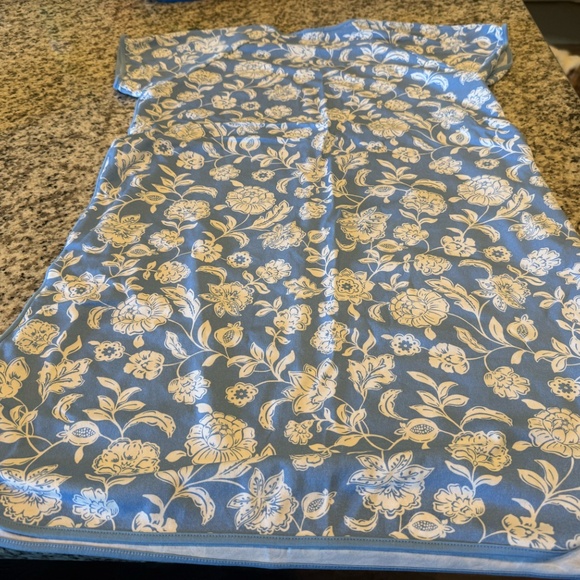 Lake Women's Pima Nightgown Blue with Flowers - Small - Picture 2 of 3